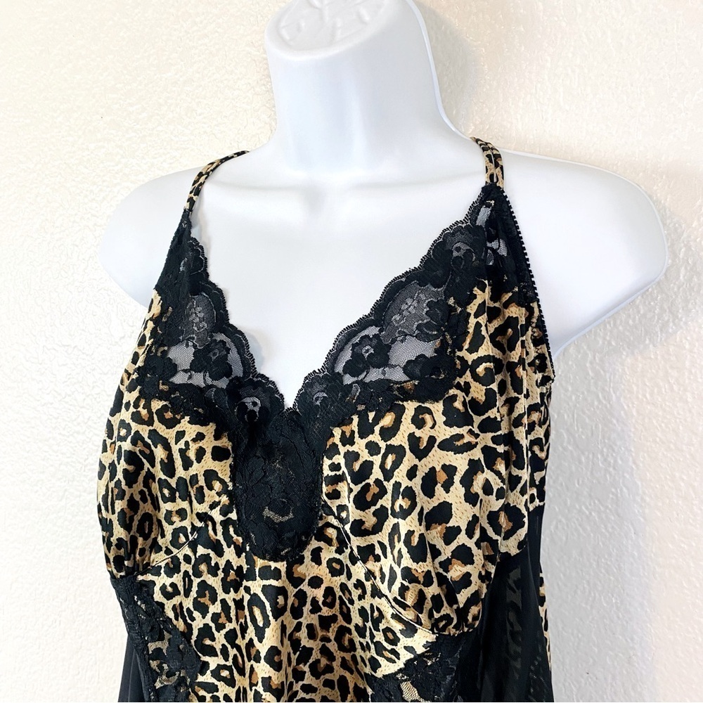 Cacique Cheetah Print Lace And Satin Chemise Size 14/16 - Picture 2 of 6